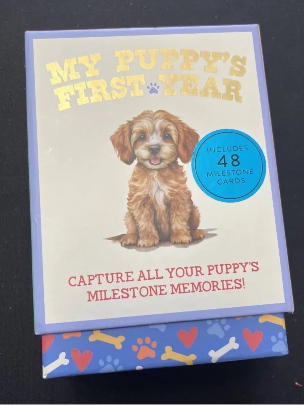 BRAND NEW IN BOX 🐶 My Puppy’s First Year Puppy Milestone Cards with Wooden Stand